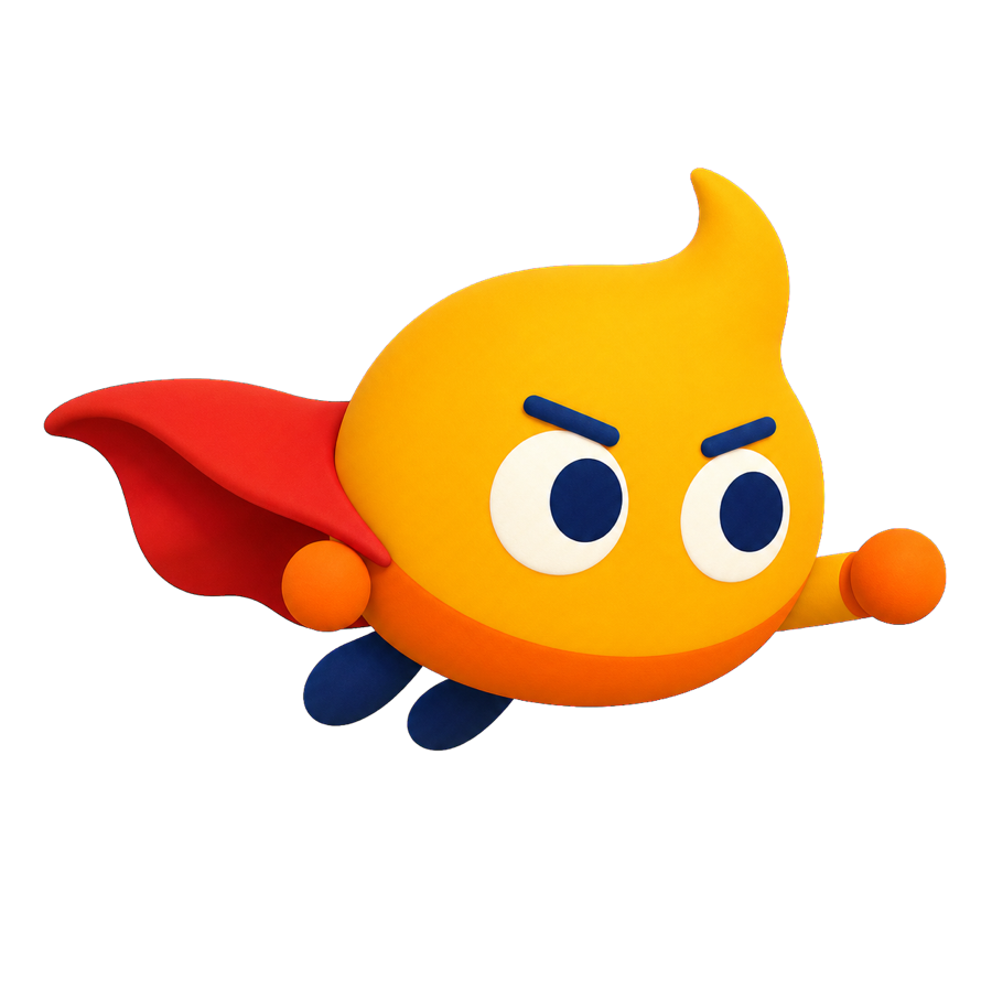 Ember, the Lungsmaxing flame hero, flying confidently forward