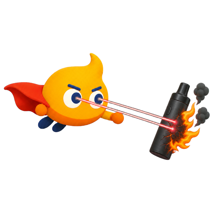 Ember using laser vision to destroy a vape